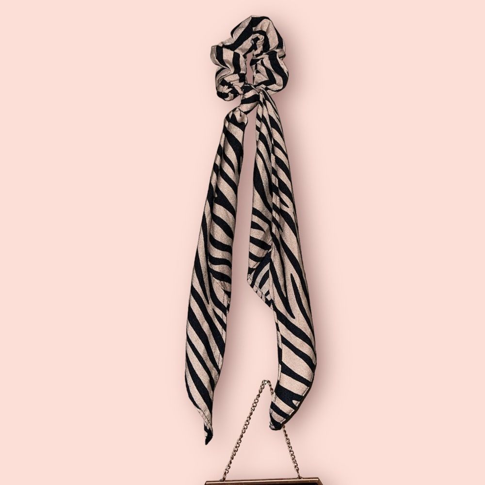 2 for $10! Striped zebra long fabric pony tail holder
